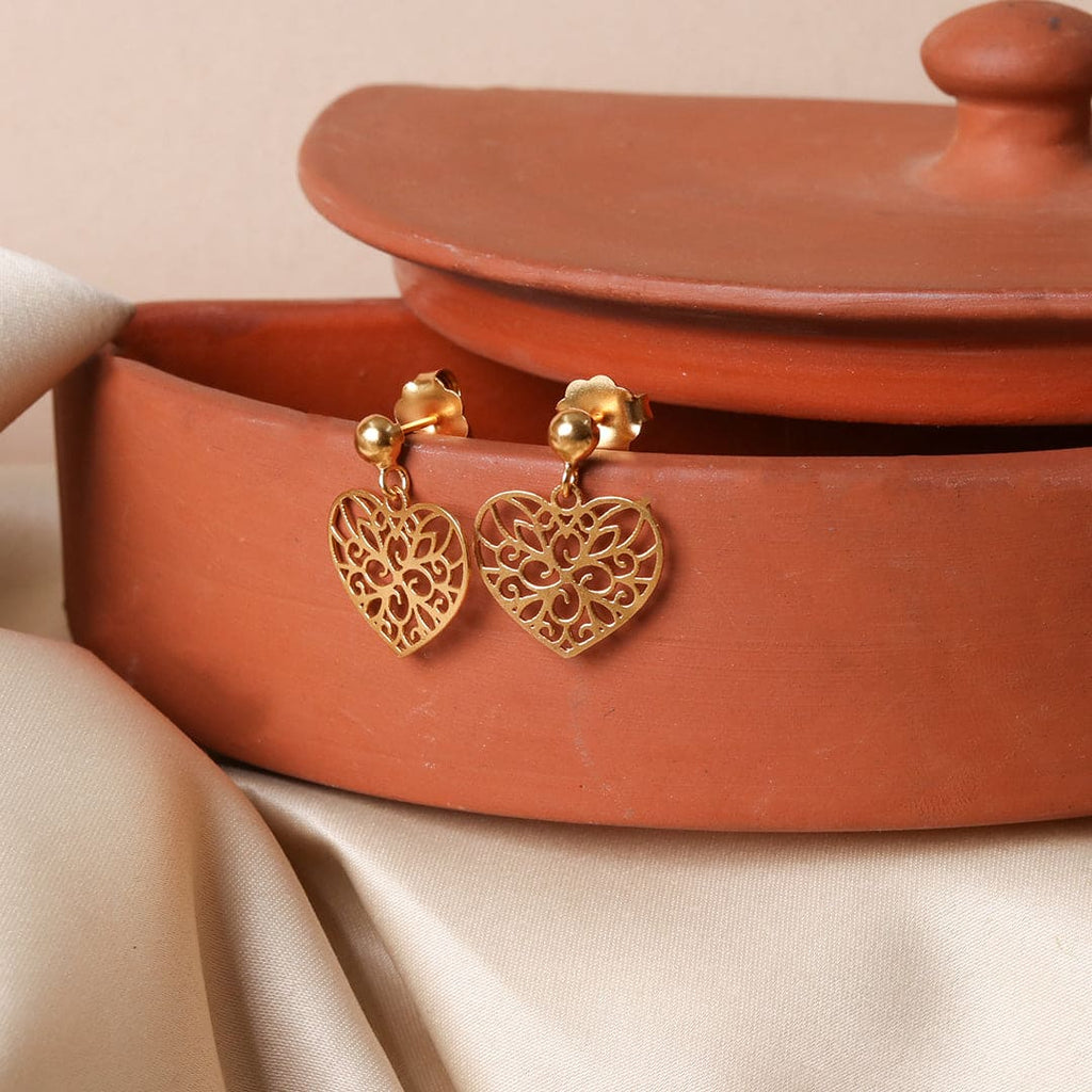 Gold-Tone Filigree Heart Drop Earrings – view 2 of 7