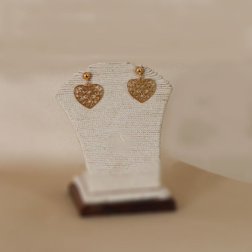 Gold-Tone Filigree Heart Drop Earrings – view 4 of 7