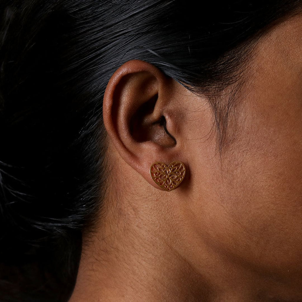 Gold-Tone Filigree Heart Studs – view 6 of 8