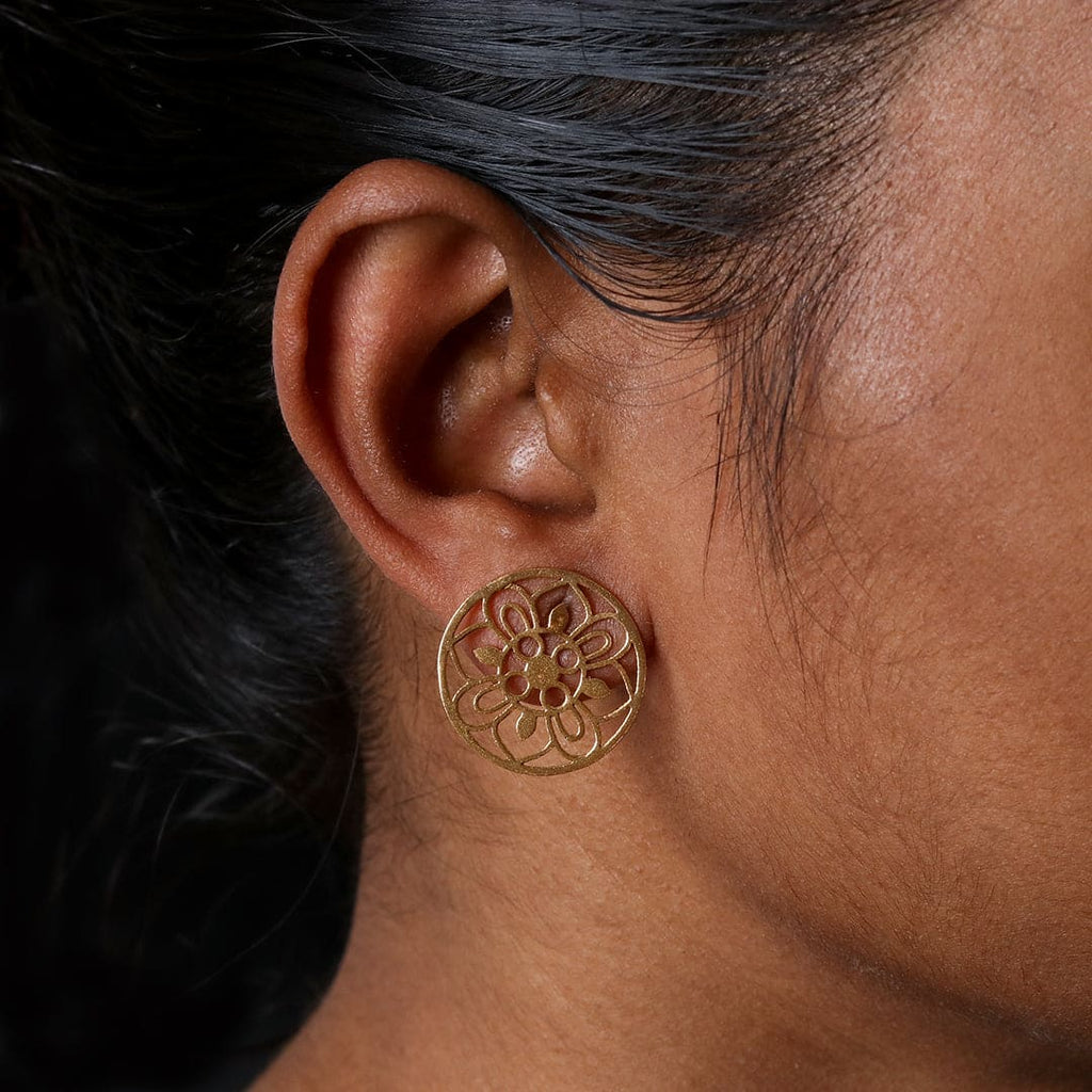 Gold-Tone Flower Cutwork Studs, Large – view 6 of 7