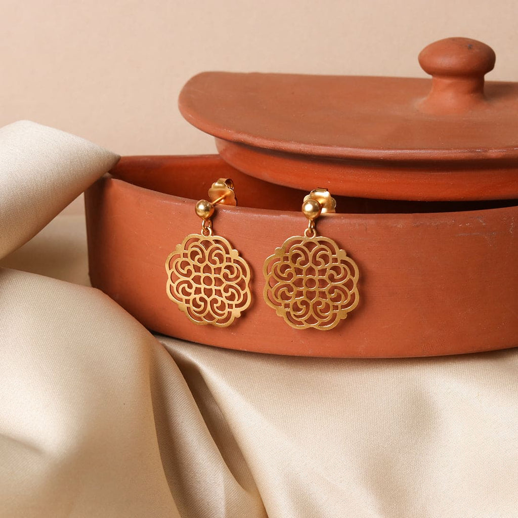 Gold-Tone Round Filigree Drop Earrings – view 2 of 6