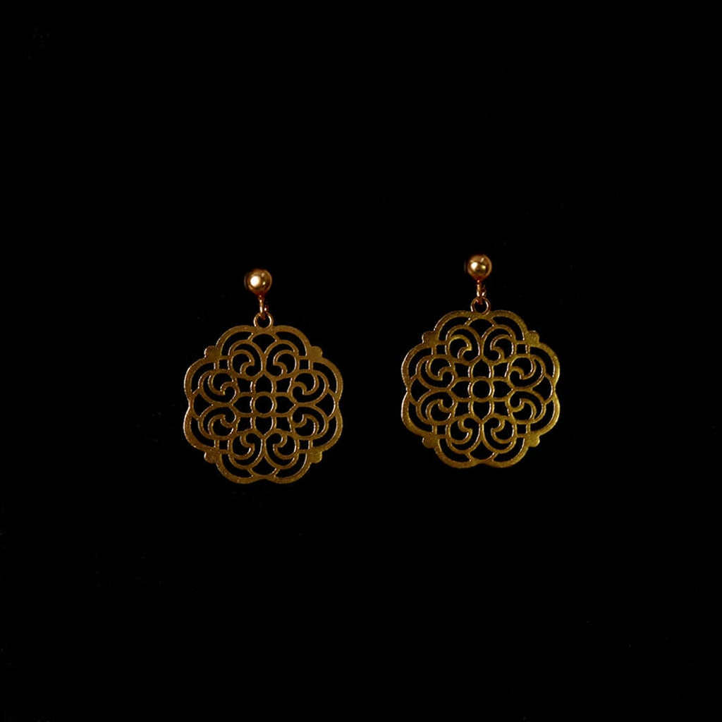 Gold-Tone Round Filigree Drop Earrings – view 3 of 6
