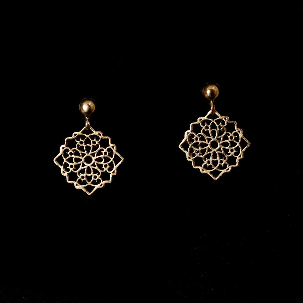 Gold-Plated Hanging Cutwork Earrings