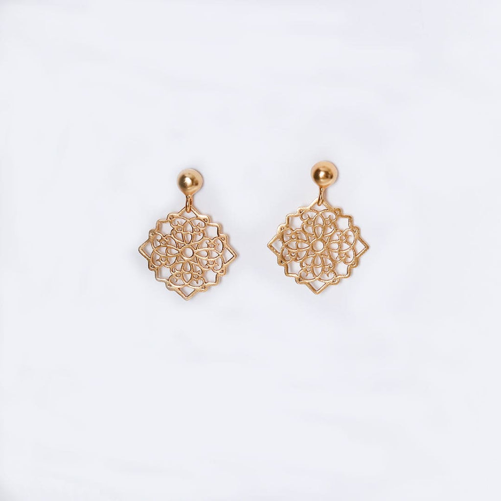 Gold-Plated Hanging Cutwork Earrings