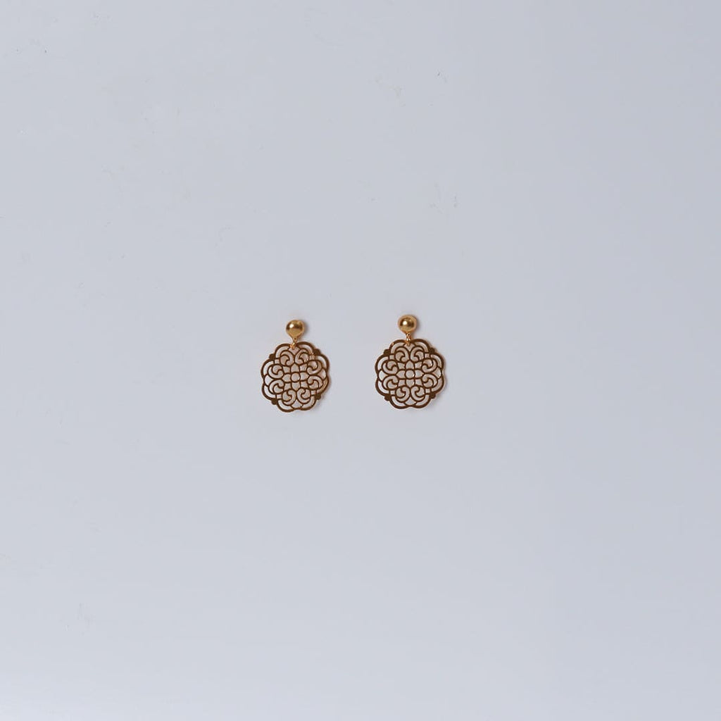 Gold-Tone Scalloped Filigree Drops – Gold-tone, Drop stud earrings