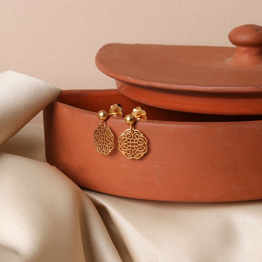 Gold-Tone Floral Filigree Drop Studs – view 2 of 7