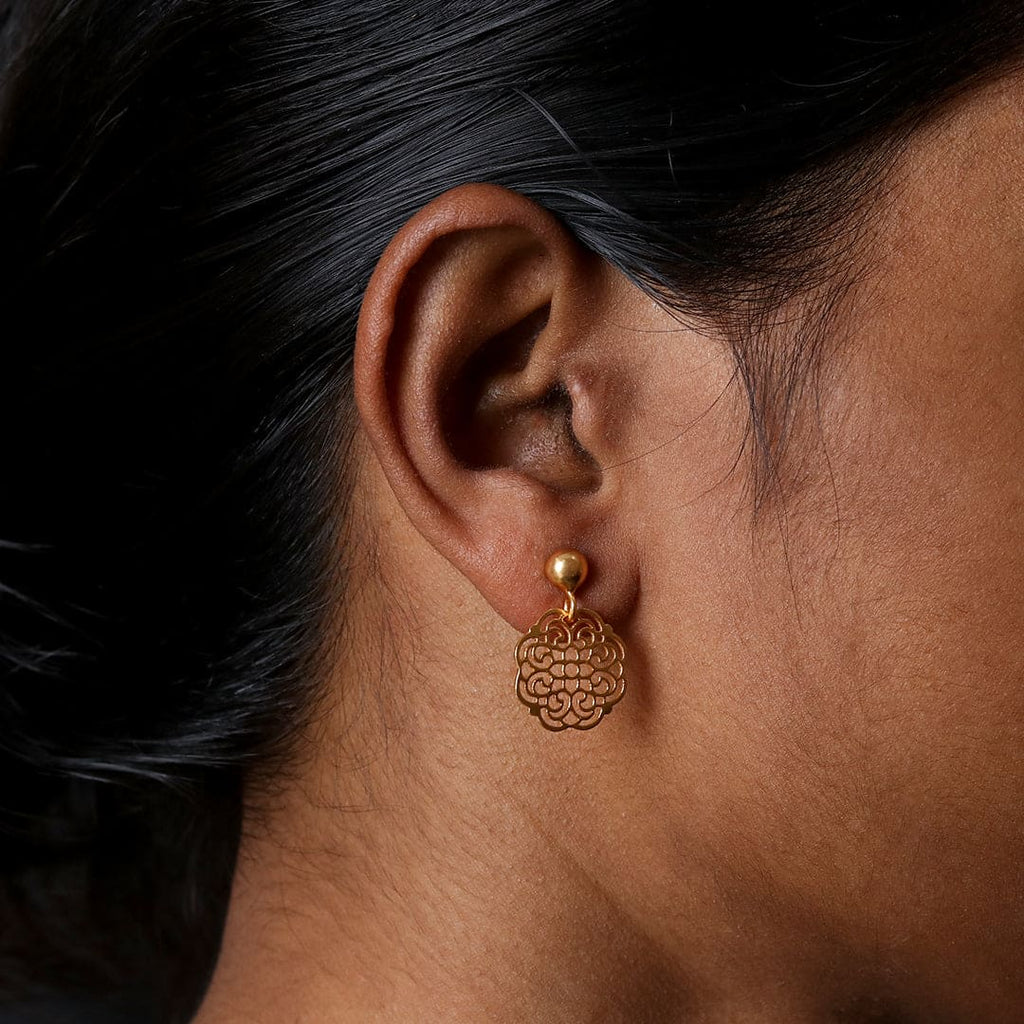 Gold-Tone Floral Filigree Drop Studs – view 5 of 7
