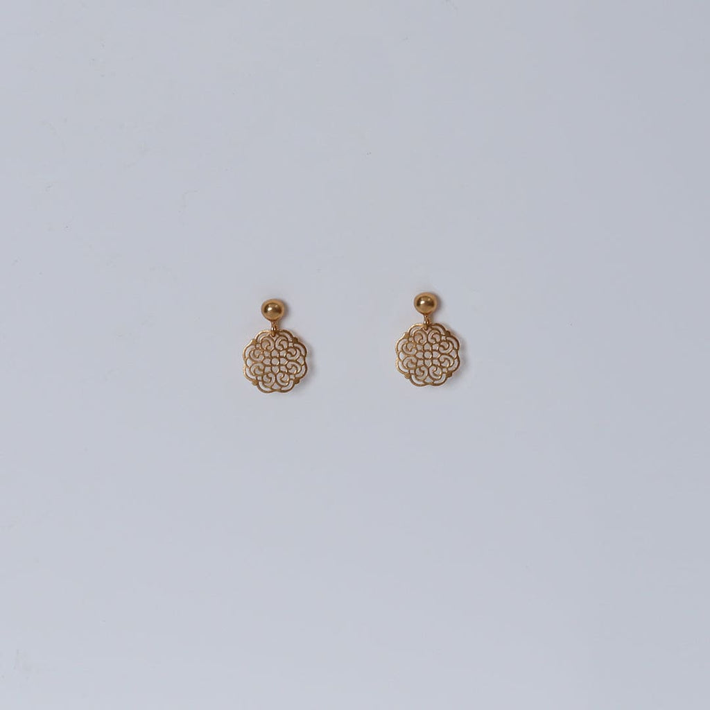 Gold-Tone Floral Filigree Drop Studs – Gold-tone, Drop stud earrings