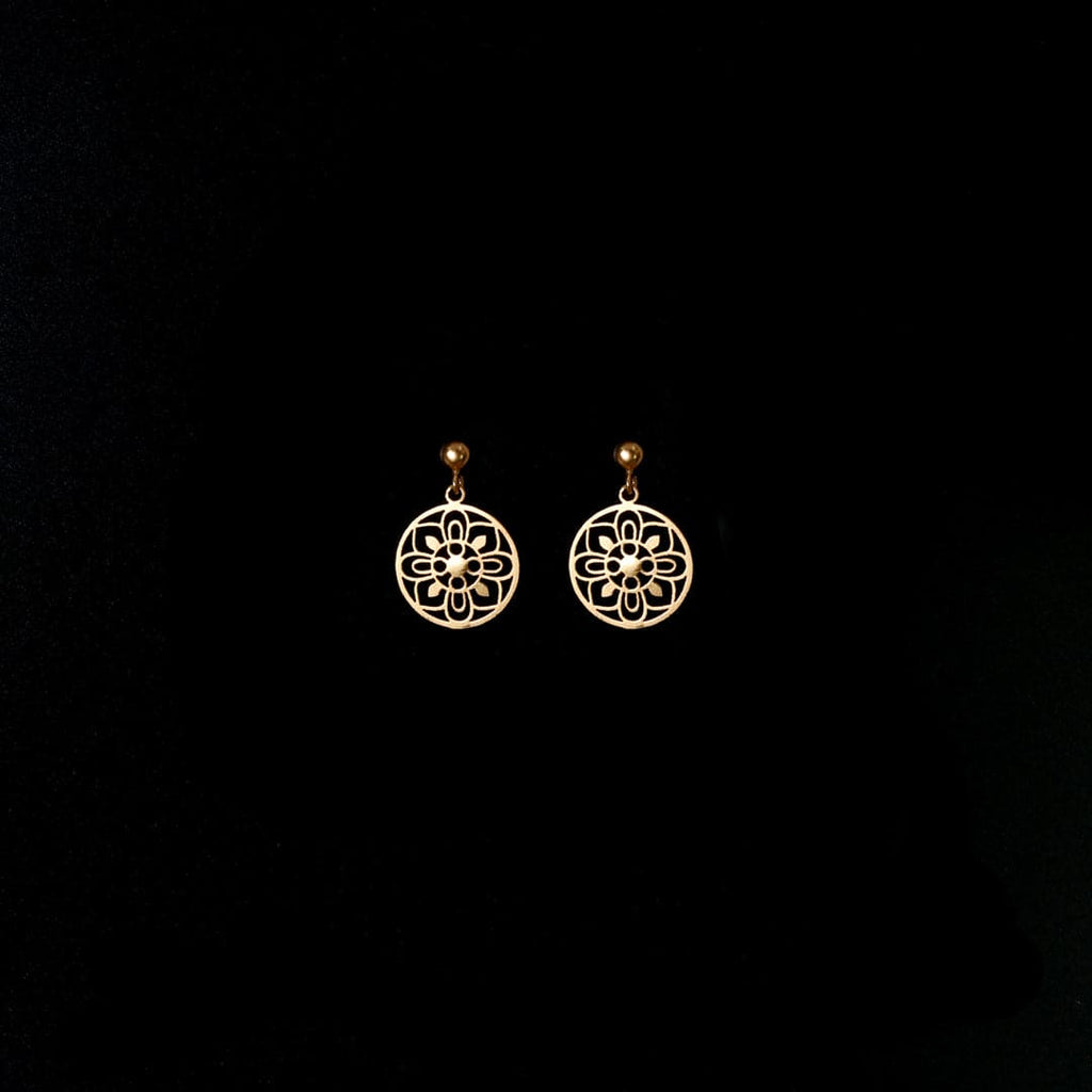 Gold-Tone Floral Circle Drop Earrings – view 3 of 6