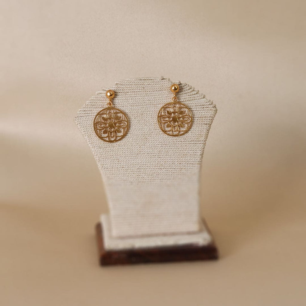 Gold-Tone Floral Circle Drop Earrings – view 4 of 6