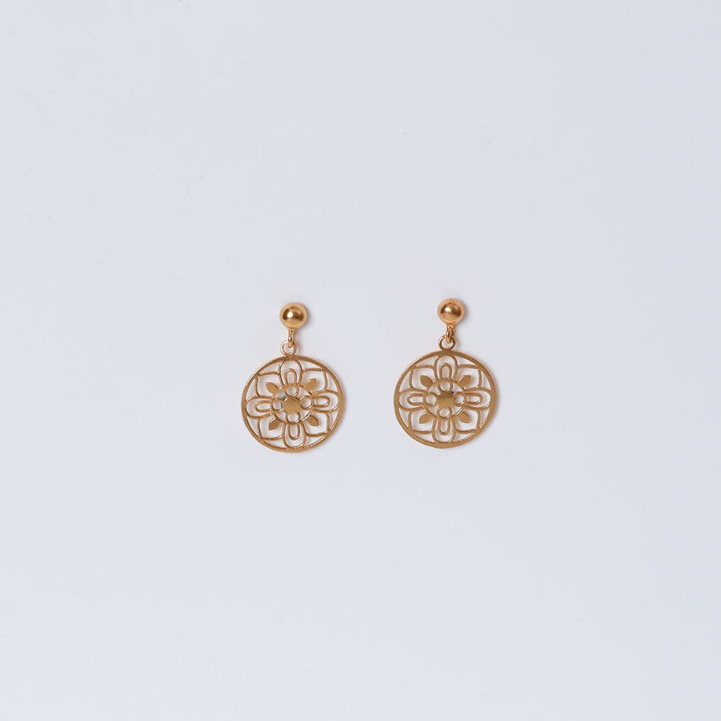 Gold-Tone Floral Circle Drop Earrings – Gold-tone, Drop earrings