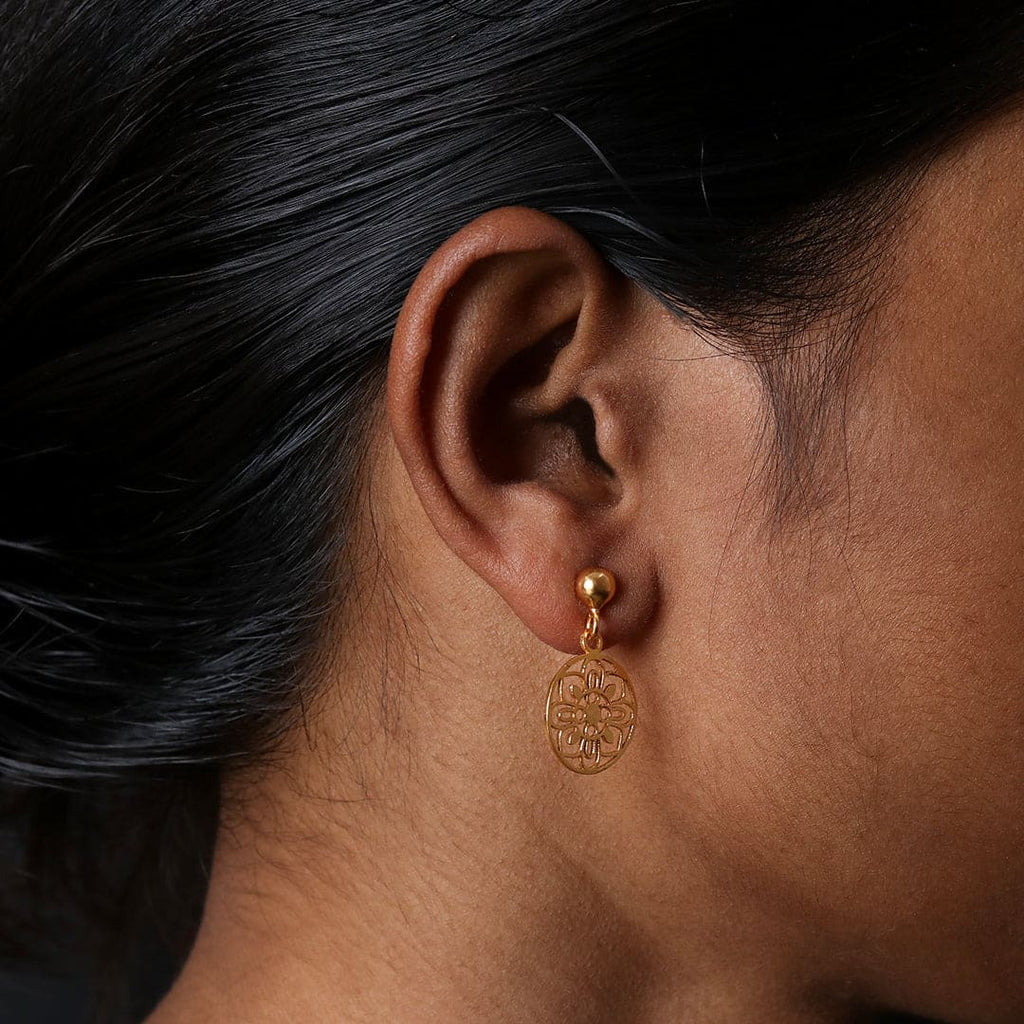 Small Gold-Tone Floral Cutwork Drops – view 5 of 6