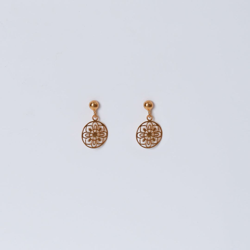 Small Gold-Tone Floral Cutwork Drops – Gold-tone, Drop stud earrings