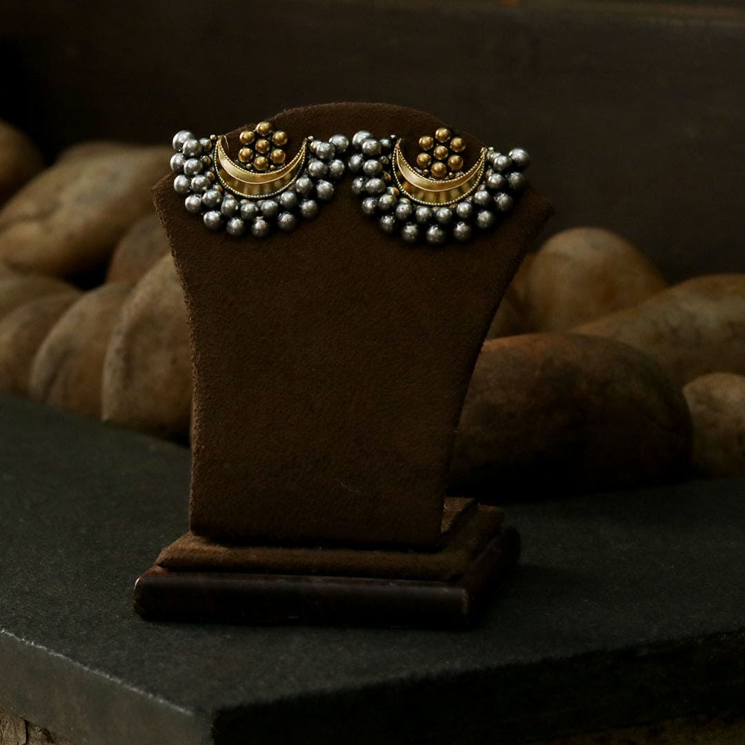 Dual Tone Chandra Phool Earrings