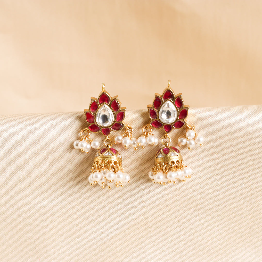 Red Kundan Jhumkis