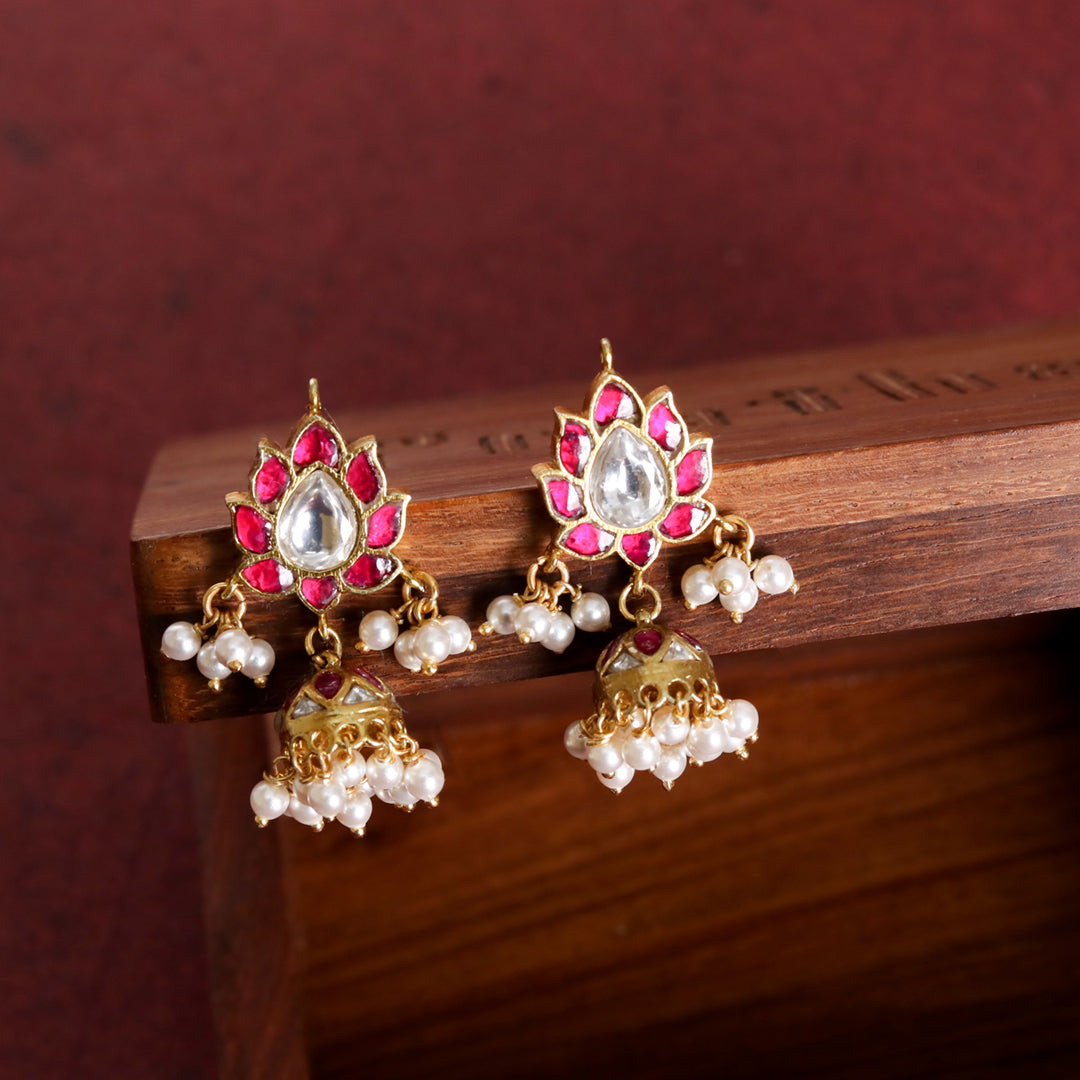 Red Kundan Jhumkis