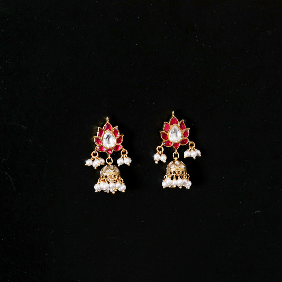 Red Kundan Jhumkis