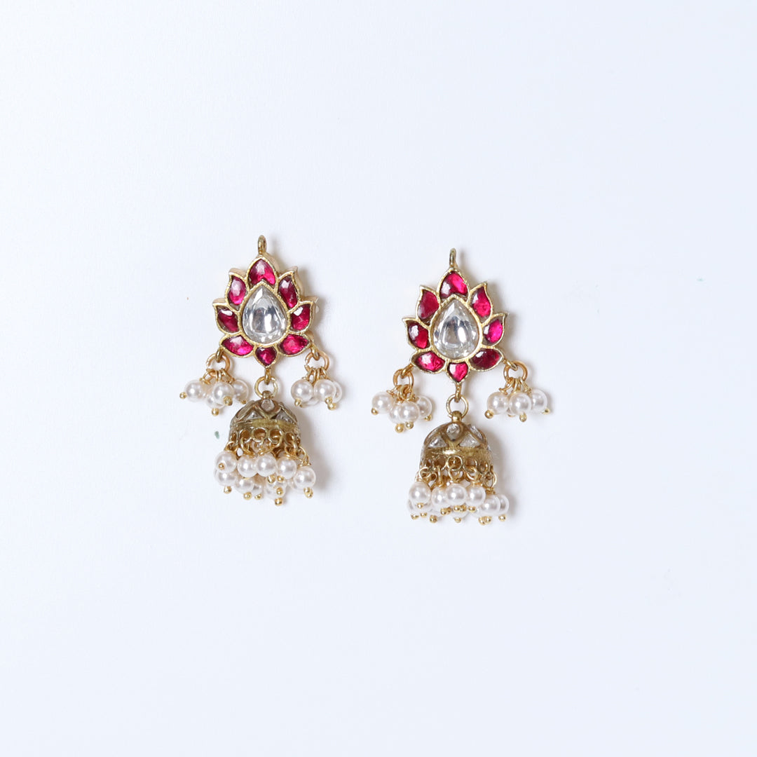 Red Kundan Jhumkis