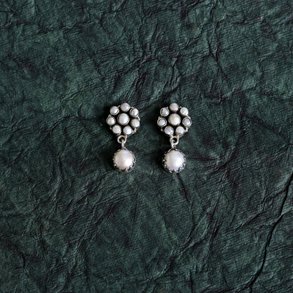 Pearl Flower Drop Earrings