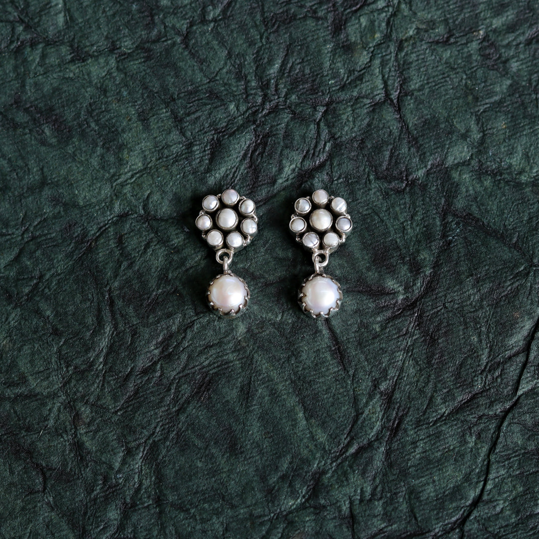 Pearl Flower Drop Earrings