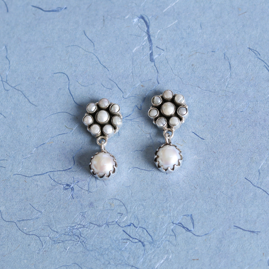 Pearl Flower Drop Earrings