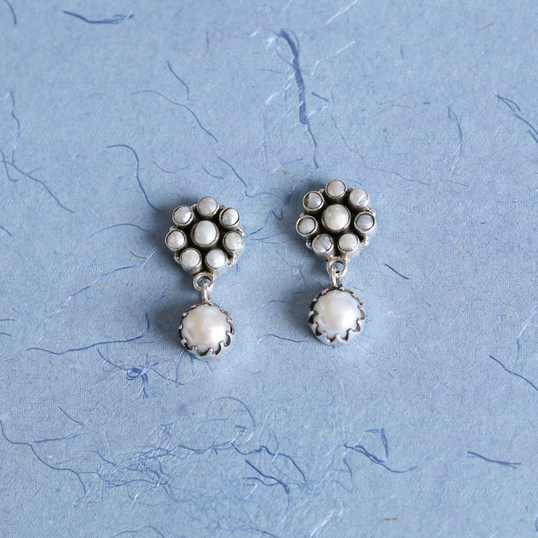 Pearl Flower Drop Earrings