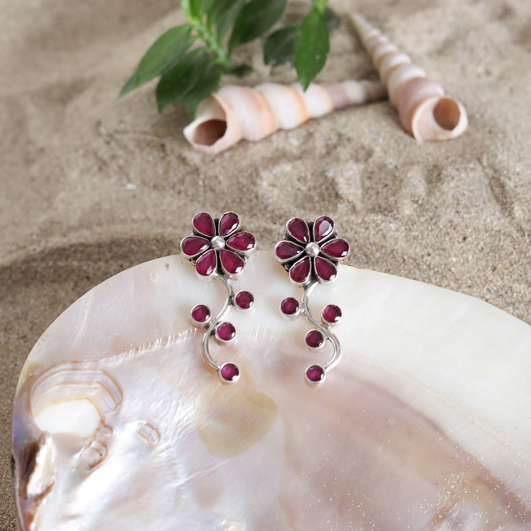 Floral Ruby Earrings