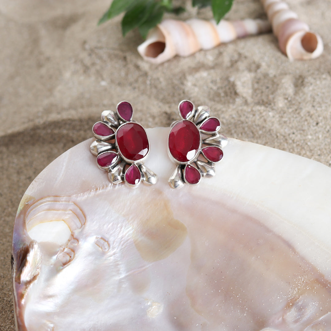 Semi-Circular Ruby Earrings