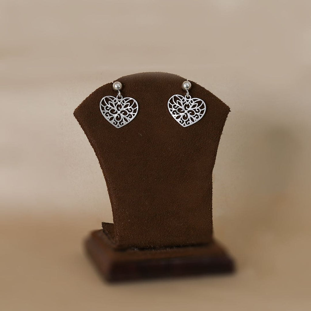 Silver-Tone Heart Cutwork Drop Earrings – view 4 of 7