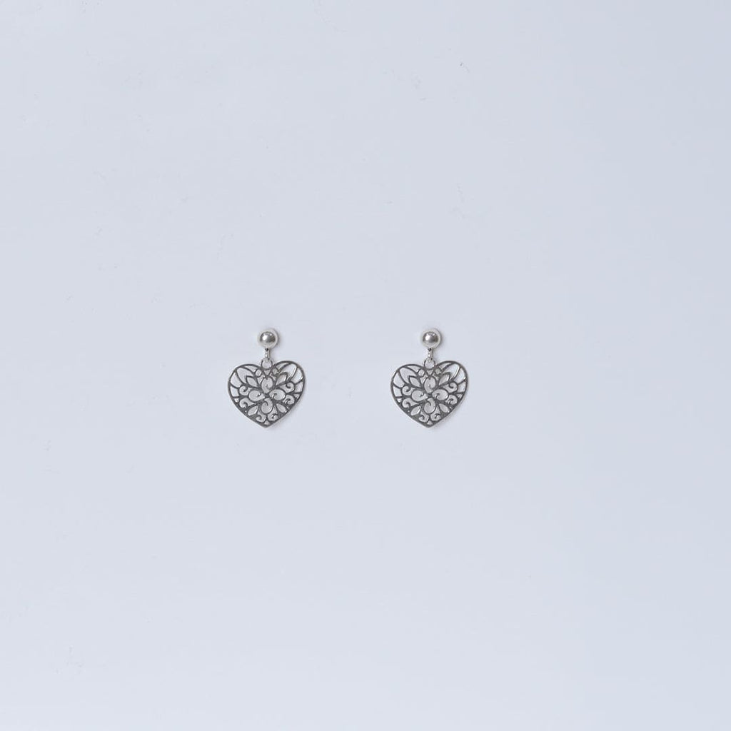 Silver-Tone Heart Cutwork Drop Earrings – Drop earrings