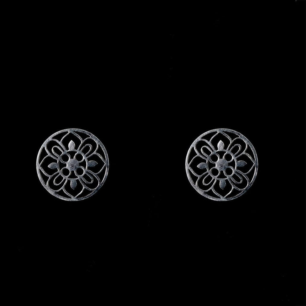 Large Silver-Tone Floral Cutwork Studs – view 4 of 8