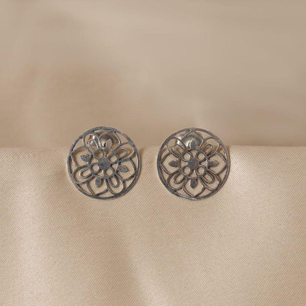 Large Silver-Tone Floral Cutwork Studs – view 5 of 8