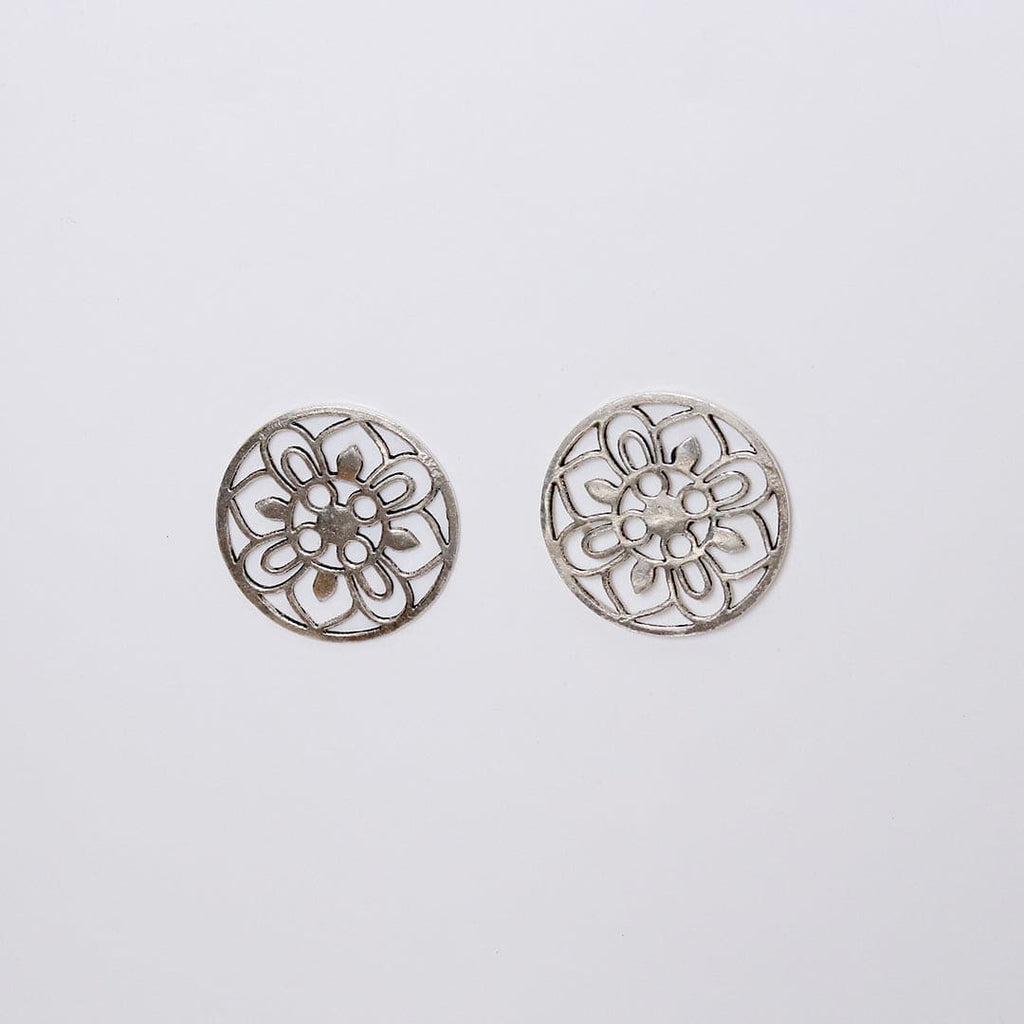 Large Silver-Tone Floral Cutwork Studs – view 2 of 8