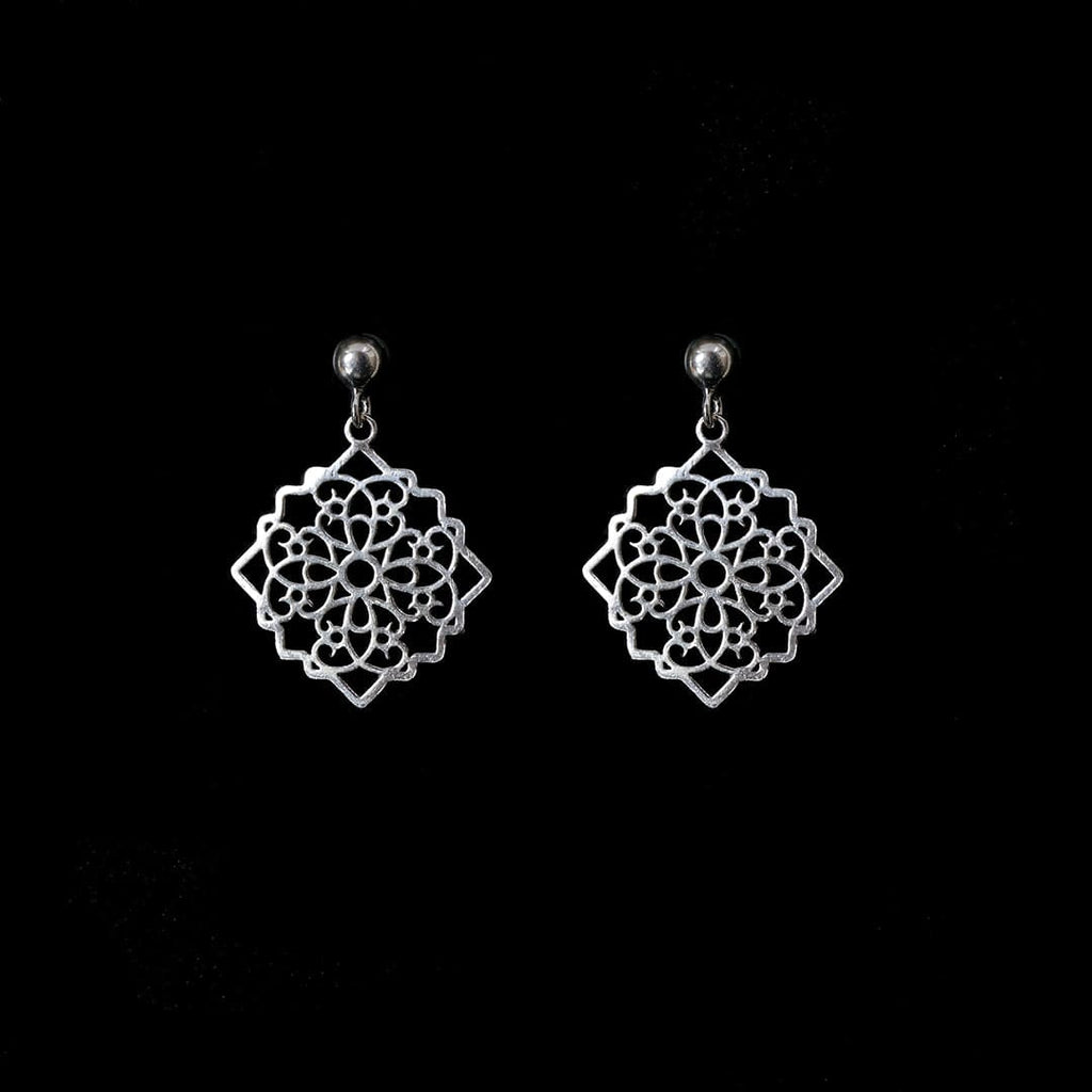 Silver-Tone Square Filigree Drop Earrings – view 3 of 7