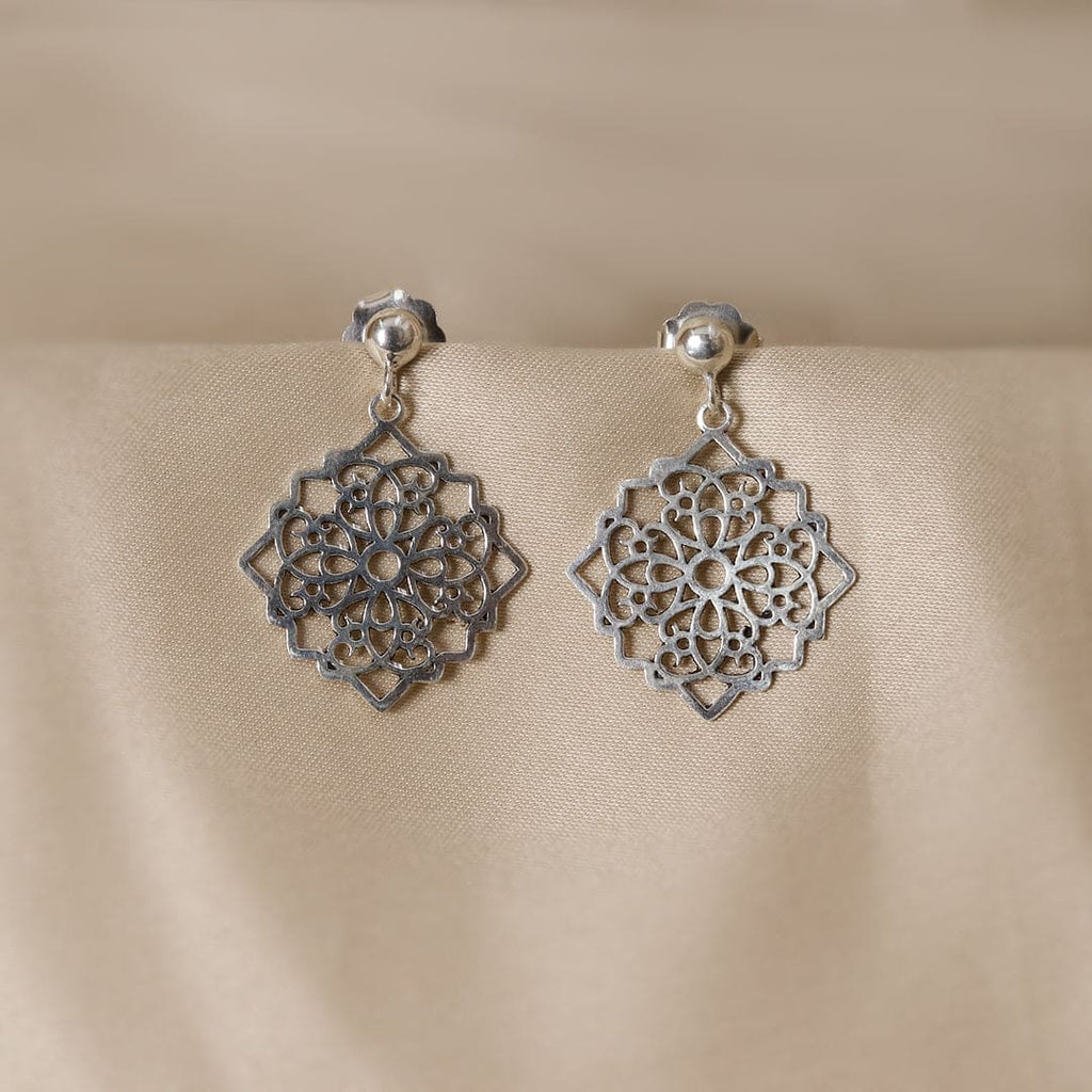 Silver-Tone Square Filigree Drop Earrings – view 4 of 7
