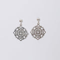 Silver-Tone Square Filigree Drop Earrings – Drop stud earrings