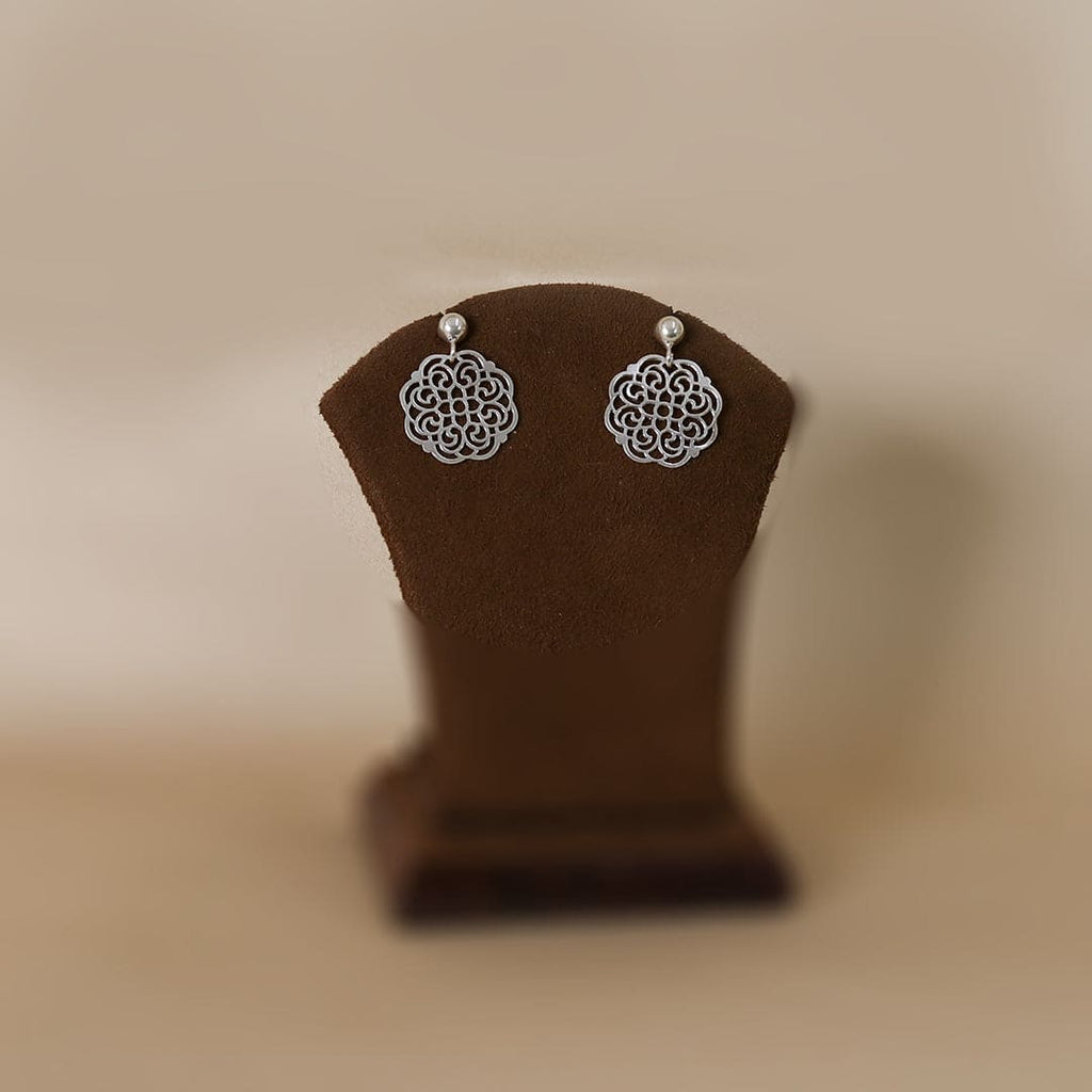 Silver-Tone Round Filigree Drop Earrings – view 4 of 6