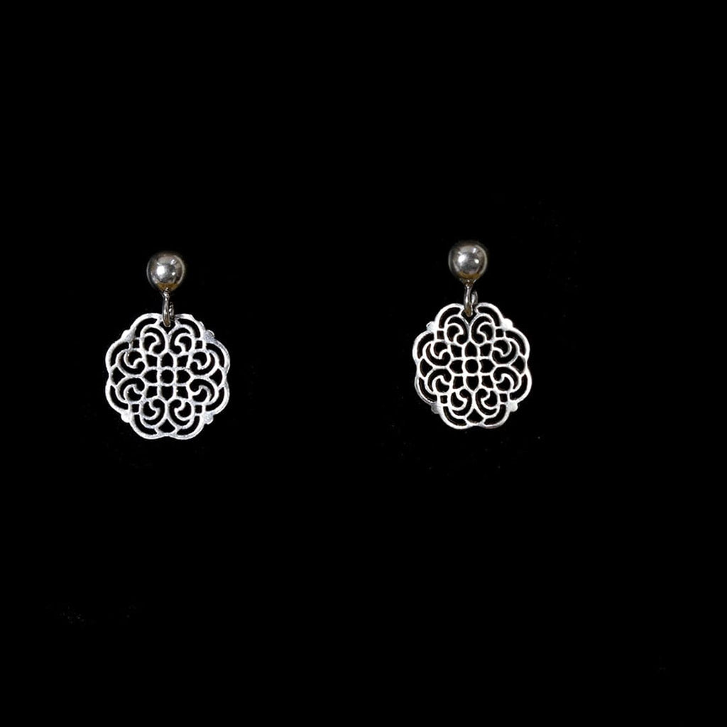 Silver-Tone Scalloped Filigree Drop Earrings – view 3 of 6