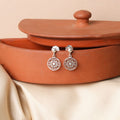 Silver-Tone Floral Circle Drop Earrings – view 2 of 7