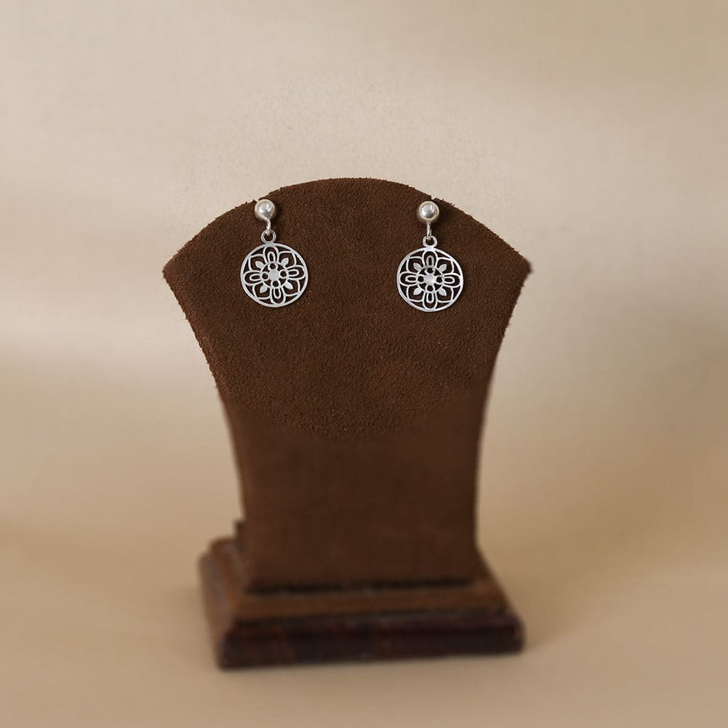 Silver-Tone Floral Circle Drop Earrings – view 4 of 7