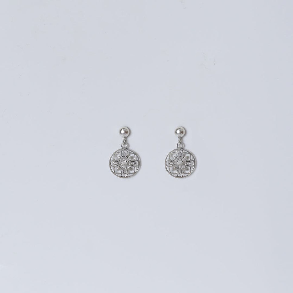 Silver-Tone Floral Circle Drop Earrings – Drop earrings