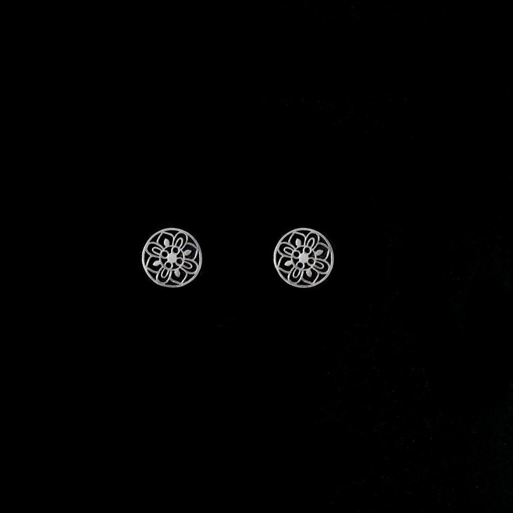 Silver-Tone Floral Cutwork Round Studs – view 3 of 7