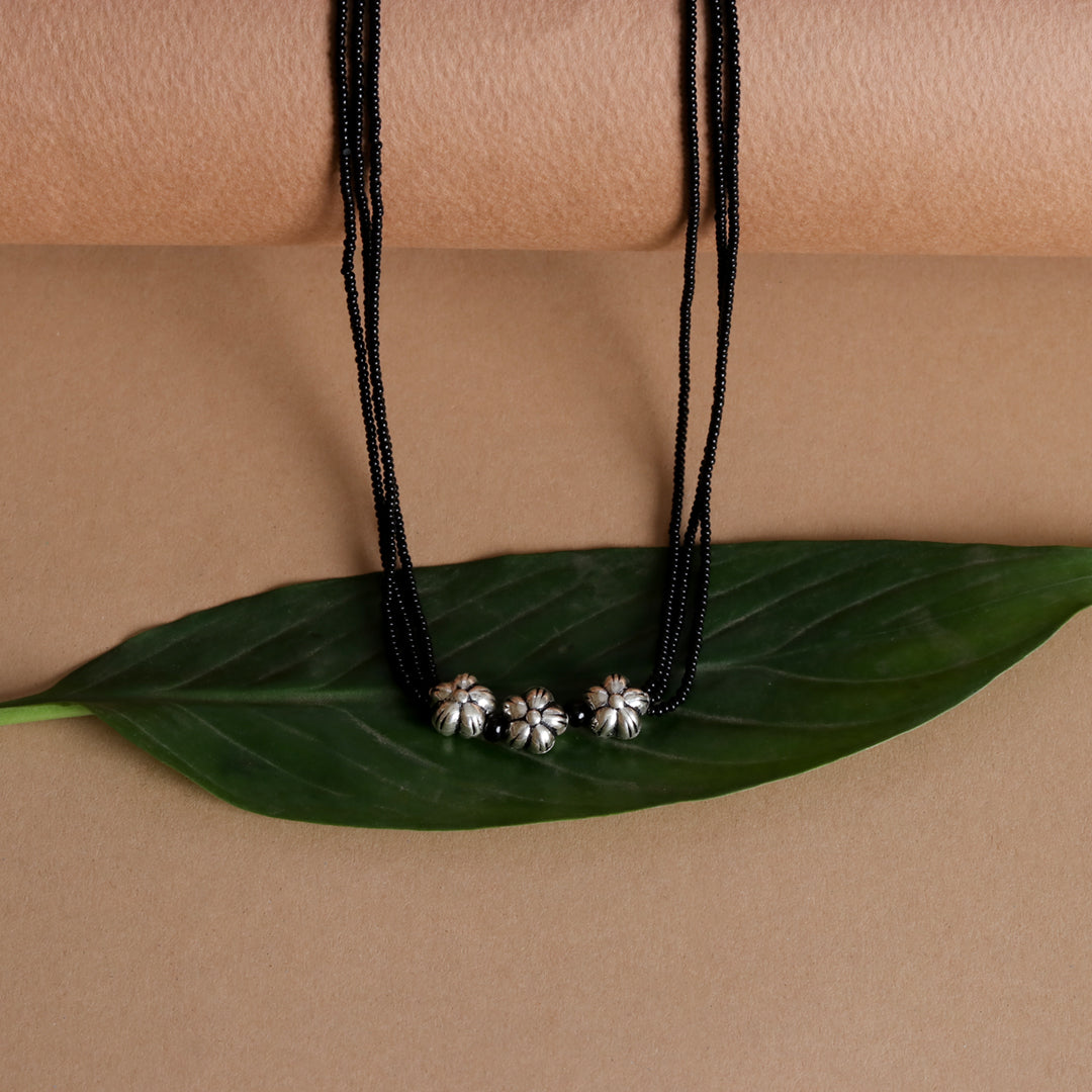 Silver Floral Mangalsutra