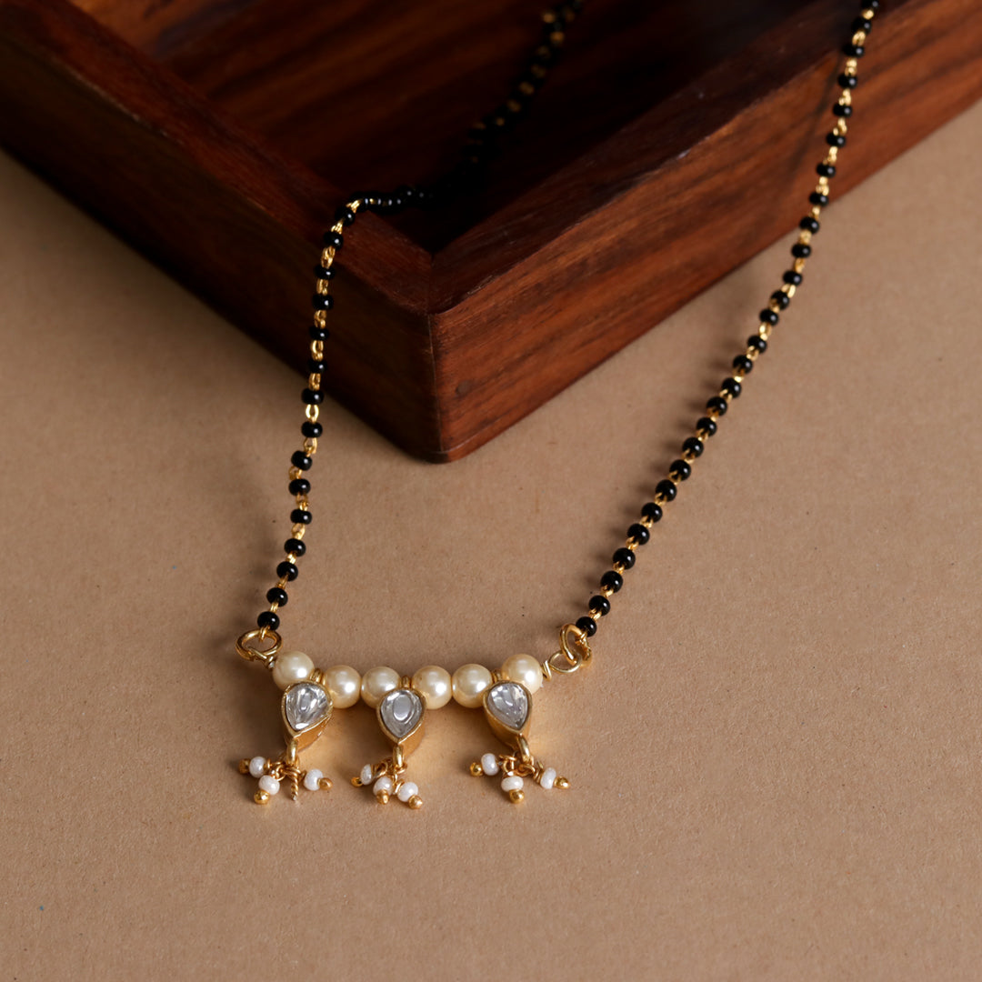 Triple Kundan Drop Mangalsutra