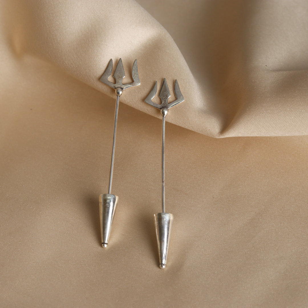 Silver Trishul Earrings