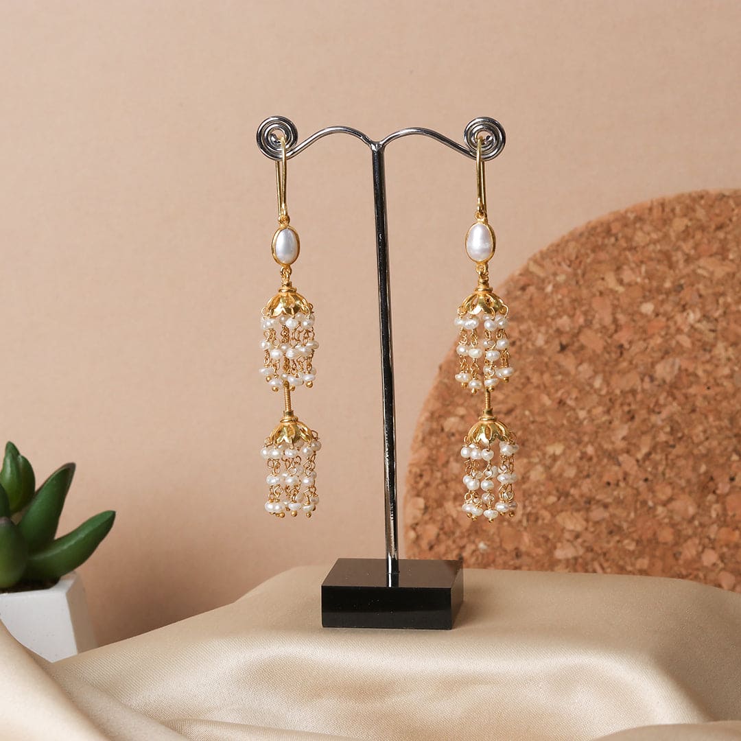 Classic Pearl Double Jhumki