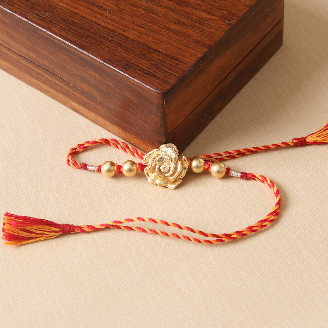 Silver Gold Beads Rakhi