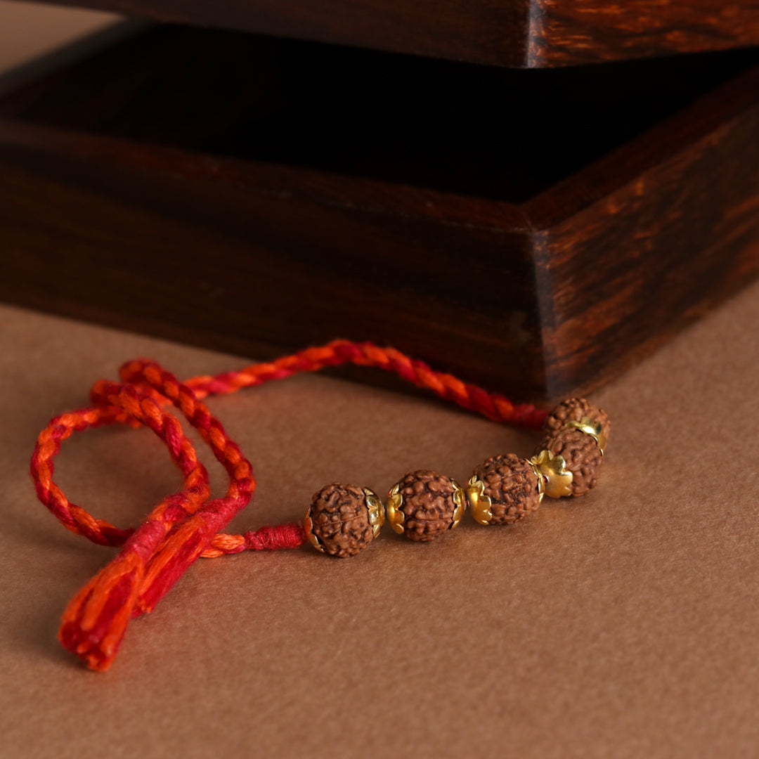 Rudraksha Golden Rakhi