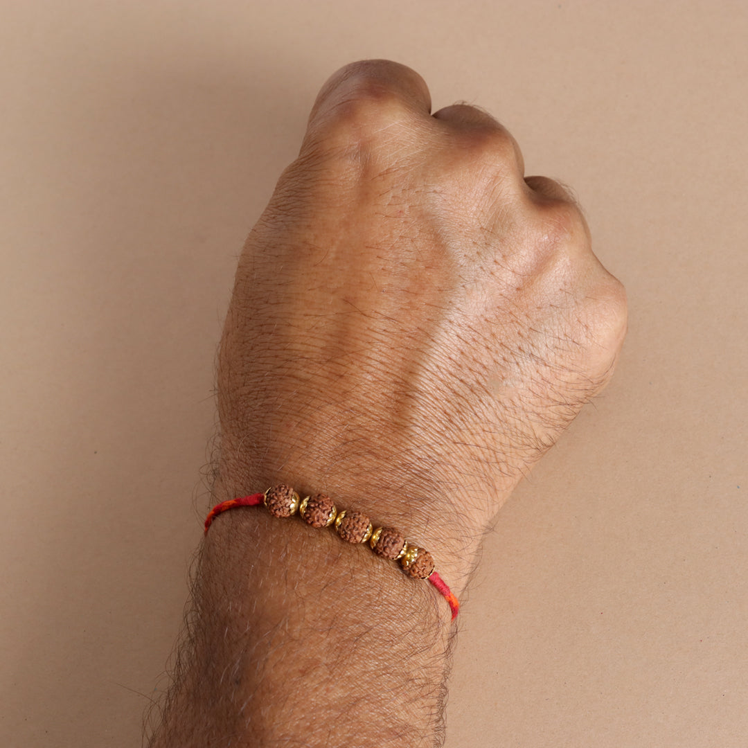 Rudraksha Golden Rakhi