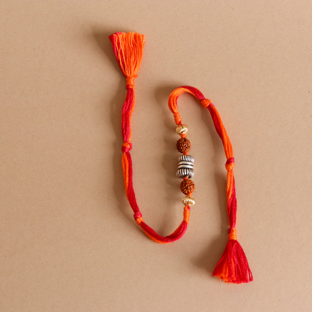 Rudraksh Silver Beads Rakhi